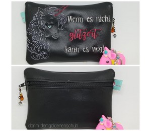 Stickserie ITH - Crazy Unicorn Zipper Tasche